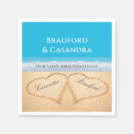 Guardanapo De Papel Blue Beach Wedding 2 Hearts in the Sand Paper P
