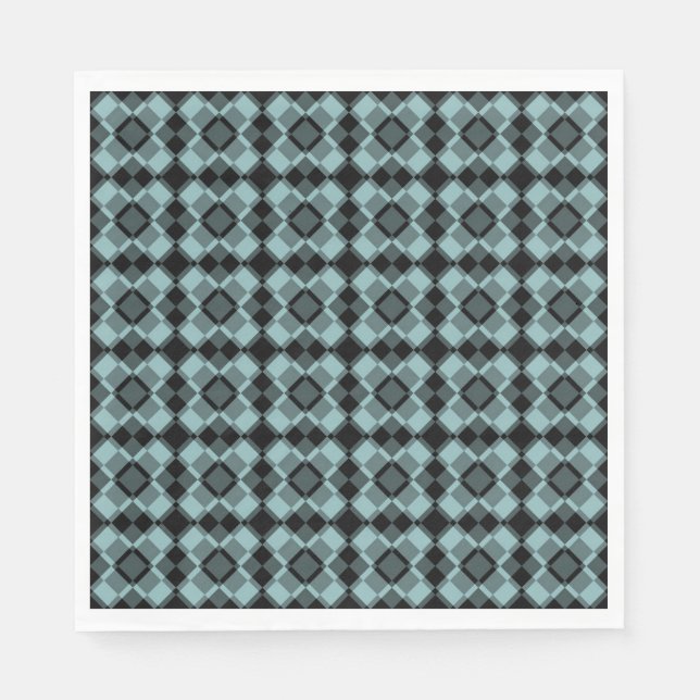 Guardanapo De Papel Blue Black Checker Argyle Pattern (Frente)
