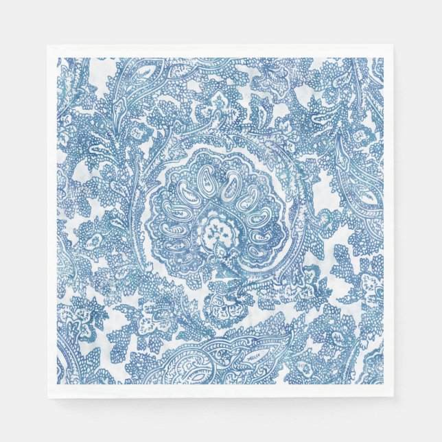 Guardanapo De Papel Blue Boho Paisley Pattern (Frente)