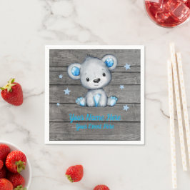 Guardanapo De Papel Blue Boy Bear Napkins - Aniversário do Chá de fral