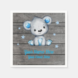 Guardanapo De Papel Blue Boy Bear Napkins - Aniversário do Chá de fral