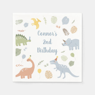 Guardanapo De Papel Blue Boy Boho Dinosaur Birthday
