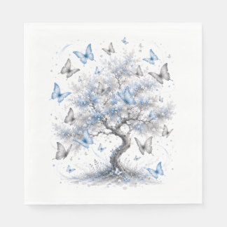 Guardanapo De Papel Blue Butterfly Tree Lunch Napkins