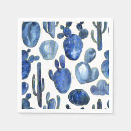 Guardanapo De Papel Blue Cactus Dourado Desert Chic Viagem no Sudoeste
