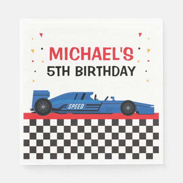 Guardanapo De Papel Blue Car Racing Party (Frente)
