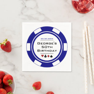 Guardanapo De Papel Blue Casino Poker Chip Birthday Napkins