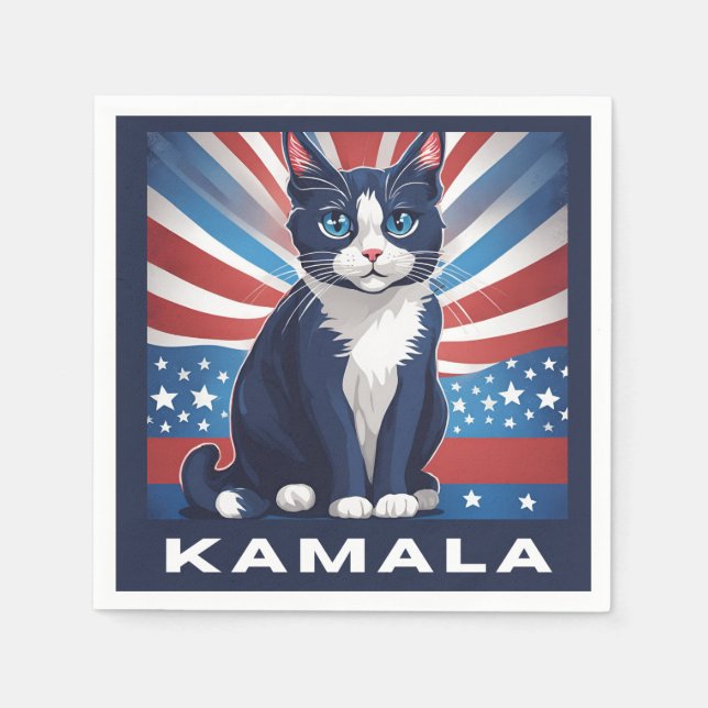 Guardanapo De Papel Blue Cat para Kamala 2024 Democrata Eleitoral dos  (Frente)
