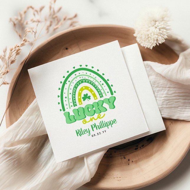 Guardanapo De Papel Blue Clover & Rainbow Lucky One First Birday (Criador carregado)