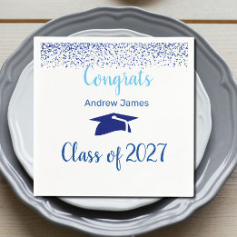 Guardanapo De Papel blue confetti 2027  graduation  -  Congrats 