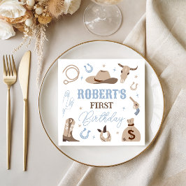 Guardanapo De Papel Blue Cowboy Western Birthday Napkins