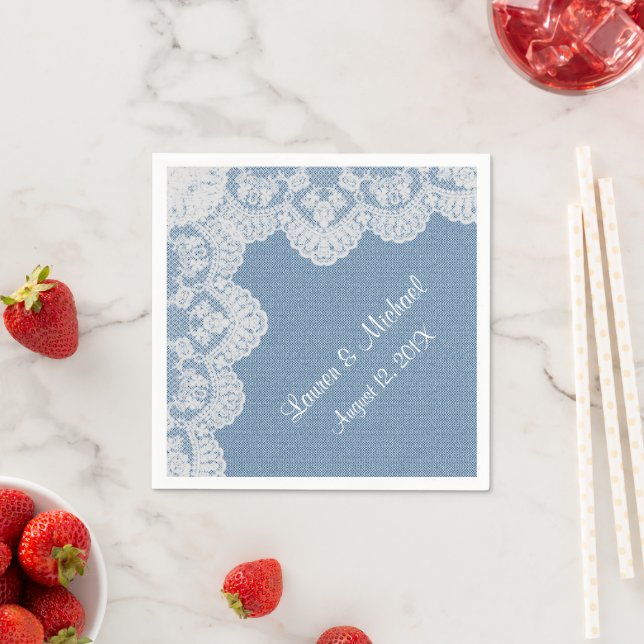 Guardanapo De Papel Blue Denim e Lace Wedding (Insitu)