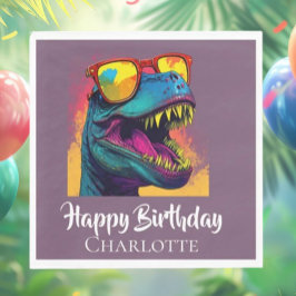 Guardanapo De Papel Blue Dino T- Rex Birthday
