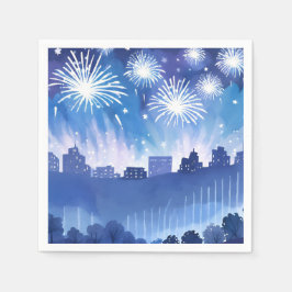 Guardanapo De Papel Blue Firework Display | Fireworks Watercolor