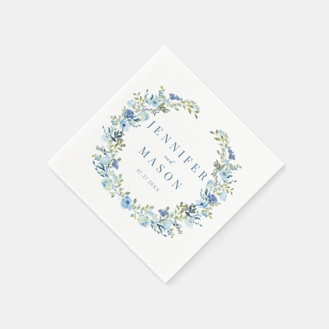 Guardanapo De Papel Blue Flor Wreath boho de casamento Paper Napkins (Canto)