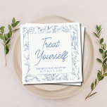 Guardanapo De Papel Blue Floral Bat Mitzvah Napkins Personalizado<br><div class="desc">Adicione um detalhe divertido à sua hora de coquetel ou bar doce com estes guardanapos florais de francês "Trate-se a si mesmo".</div>