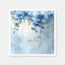 Blue Flowers and Pearls