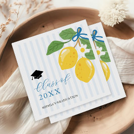 Guardanapo De Papel Blue Freshly Lemon Citrus Graduation Party