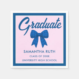 Guardanapo De Papel Blue Gingham Bow Graduation Party