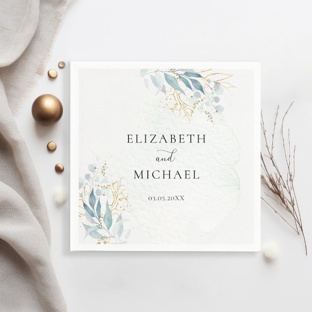 Guardanapo De Papel Blue Gold( Imitat) Watercolour Wedding Collection (Criador carregado)