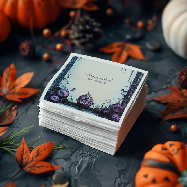 Guardanapo De Papel Blue Gothic Spooky ONE Birthday (Criador carregado)