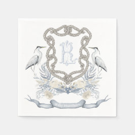 Guardanapo De Papel Blue Heron Rope Monogram Crest