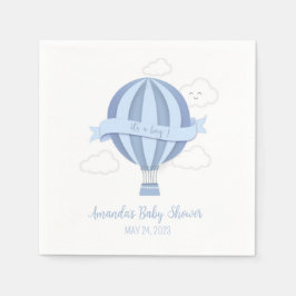 Guardanapo De Papel Blue Hot Air Balloon Boy Chá de fraldas Napkins