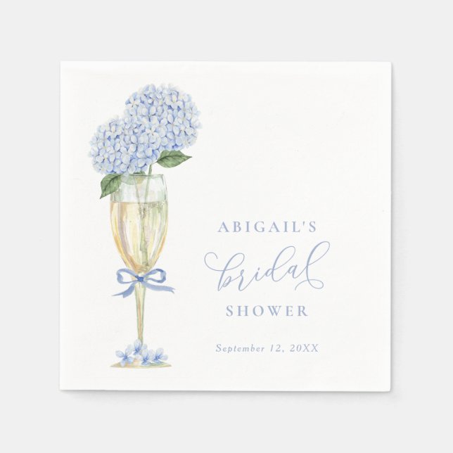 Guardanapo De Papel Blue Hydrangea Blooms Bridal Shower (Frente)