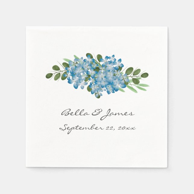Guardanapo De Papel Blue Hydrangea Floral Wedkin (Frente)