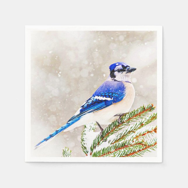 Guardanapo De Papel Blue Jay no inverno (Frente)