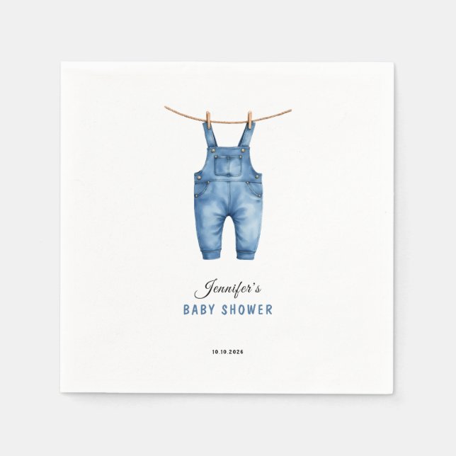 Guardanapo De Papel Blue Jean Baby Shower - Denim Theme (Frente)