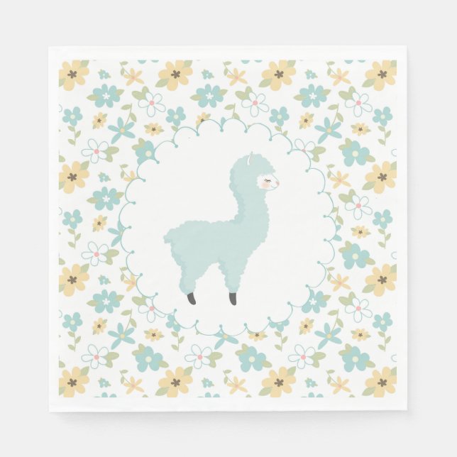 Guardanapo De Papel Blue Little Llama Napkins (Frente)