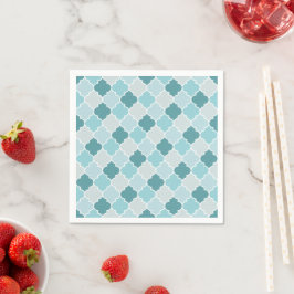 Guardanapo De Papel Blue Marroquino Trellis, Laticework, Quatrefoil