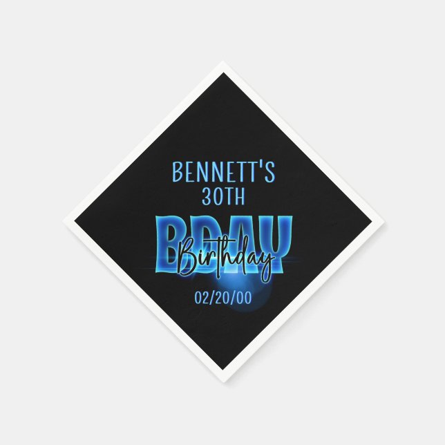 Guardanapo De Papel Blue Neon Birthday (Canto)