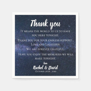 Guardanapo De Papel Blue Night Sky Weding Obrigado Mensagem