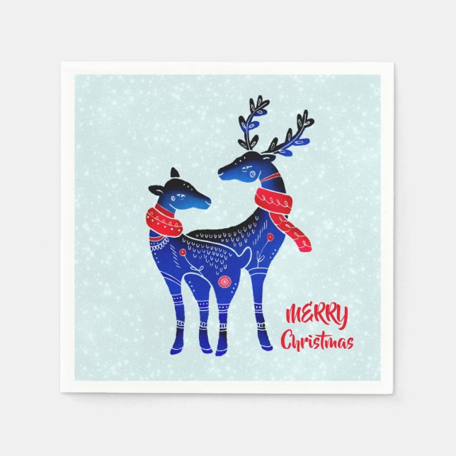 Guardanapo De Papel Blue Nordic Christmas Reindepaer (Frente)