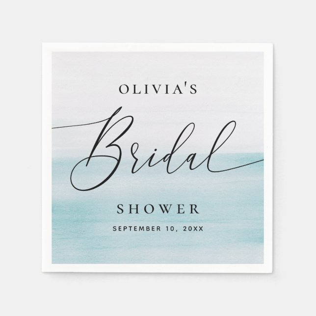 Guardanapo De Papel Blue Ocean Bridal Shower | Elegant Soft Beach (Frente)