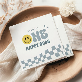 Guardanapo De Papel Blue ONE Happy Dude Festa de aniversário Napkins
