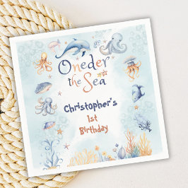 Guardanapo De Papel Blue Oneder the sea boys 1st birthday