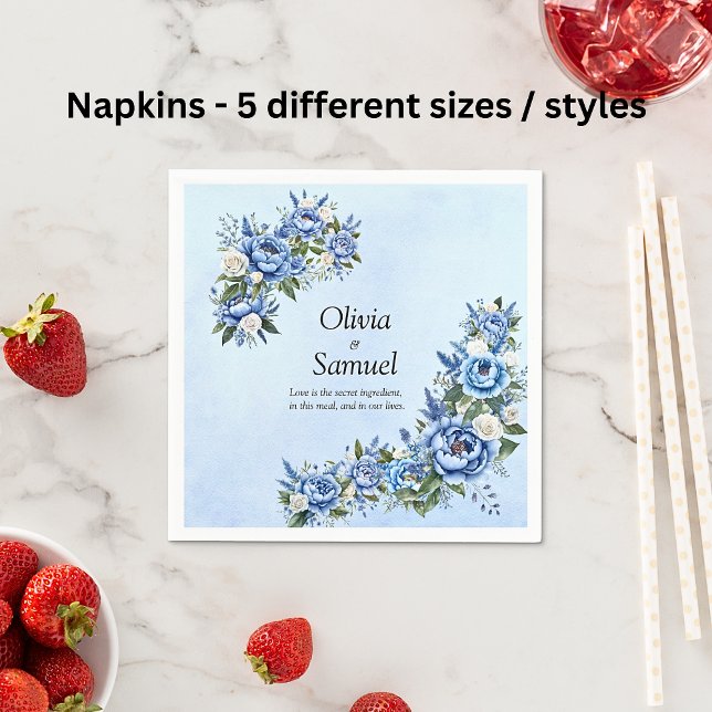 Guardanapo De Papel Blue Peony sobre coquetel azul (Criador carregado)