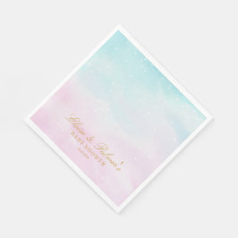 Guardanapo De Papel Blue Pink Ombre Gender Reveal Baby Shower Welcome