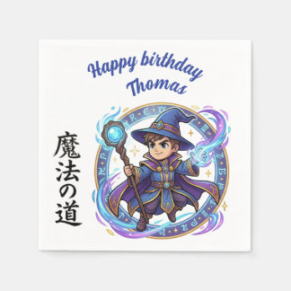 Guardanapo De Papel Blue RPG Wizard Anime Chibi Gamer Birthday Napkins