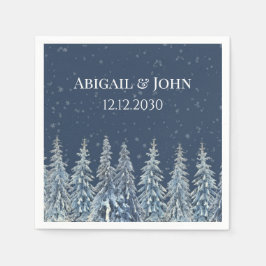 Guardanapo De Papel Blue Rustic Winter Forest Wedding Napkin