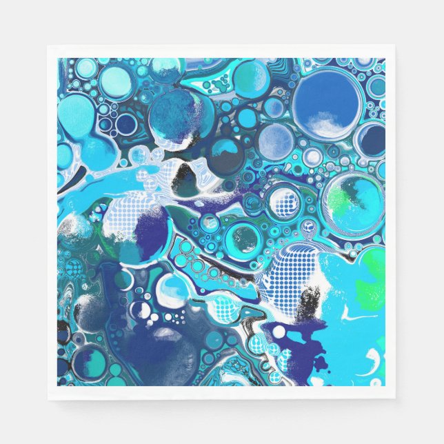 Guardanapo De Papel Blue Sea Bubbles Abstrato Art (Frente)