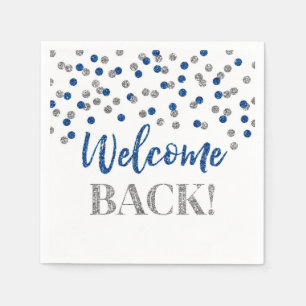 Guardanapo De Papel Blue Silver Confetti Bem-Vindo Napkins