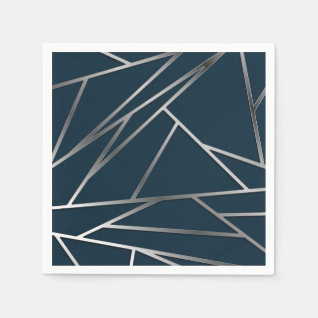 Guardanapo De Papel Blue Silver Modern Geométrico (Frente)