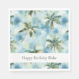 Guardanapo De Papel Blue Skies Tropical Island Palm Trees Birthday