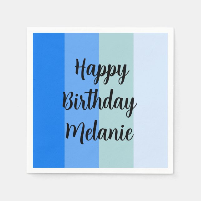 Guardanapo De Papel Blue Stripes Happy Birthday (Frente)