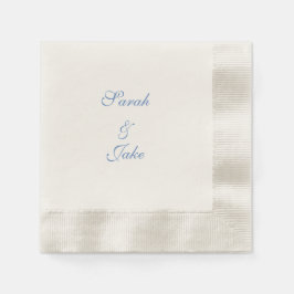 Guardanapo De Papel Blue Text Cream Wedding Coined