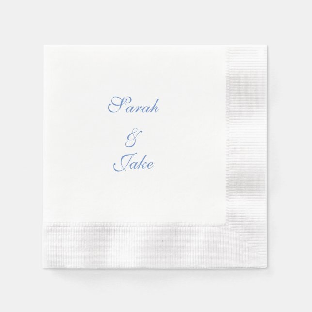Guardanapo De Papel Blue Text White Wedding Coined (Frente)