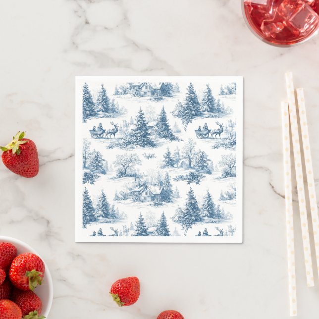 Guardanapo De Papel Blue Toile Christmas Pattern  (Insitu)